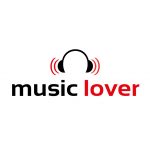 Music Lover Logo – Black Headphones with Red Sound Waves